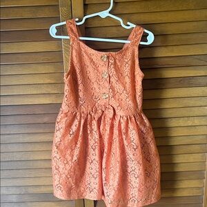 Little Lass Coral Lace Dress with Button Accents Size 4T